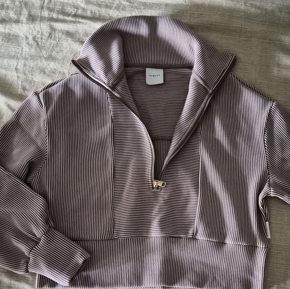 Varley Taupe / Tan Striped Half Zip Pullover XS - Picture 6 of 8